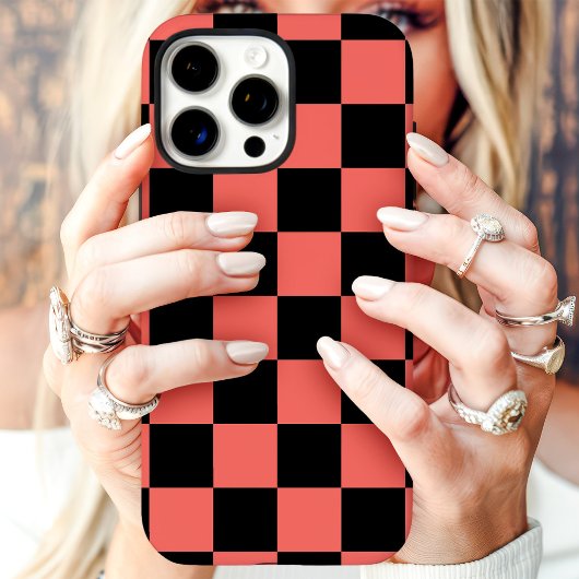 Koralle-Schwarz-Schachbrett Case-Mate iPhone Hülle