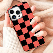 Koralle-Schwarz-Schachbrett Case-Mate iPhone Hülle