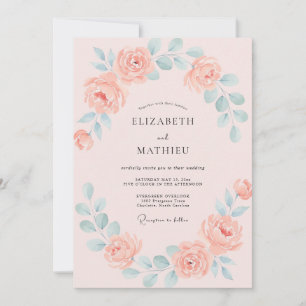 Koralle Soft Blossom Romantik-Hochzeit Einladung