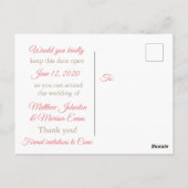 Koralle Streifen Personalisiert Save the Date Post Postkarte (Rückseite)