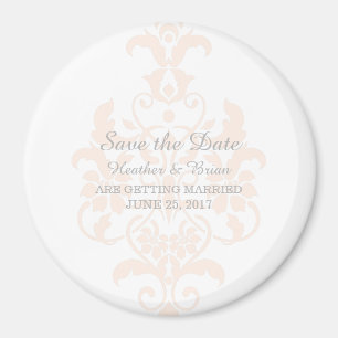 Koralle subtile Damask Speichern Sie das Datum Mag Magnet