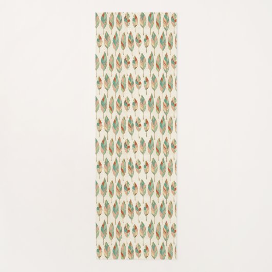 Koralle SüdwestGeo-Schritt-| u. grüne Federn Yogamatte (Vorderseite)