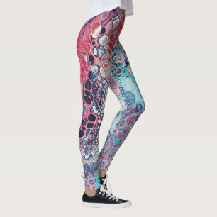 Koralle und Aqua Acryl Guss Farbige Abstraktion Leggings