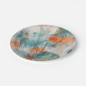 Koralle und Aquamarine Platte Pappteller (Schrägansicht)