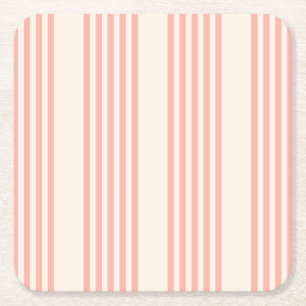 Koralle und Beige fünf Streifen Rechteckiger Pappuntersetzer