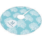 Koralle und Familienname an der Küste Polyester Weihnachtsbaumdecke (Schrägansicht)