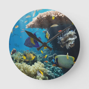 Koralle und Fische im Roten Meer, Ägypten Runde Wanduhr