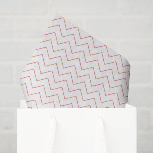 Koralle und Sand Chevron Seidenpapier (Geschenktüte)