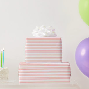 Koralle und weiße fünf Streifen Muster Geschenkpapier
