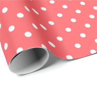Koralle | White Polka Dot Wrapping Paper Geschenkpapier