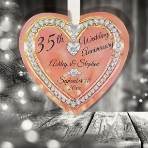 Koralle zum 35. Hochzeitstag   Diamanten Keepake Ornament
