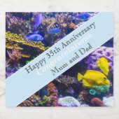 Koralle zum 35. Hochzeitstag Schaumweinetikett (Einzelnes Label)