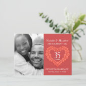 Korallen 35. Hochzeit Jubiläum Orange Einladung (Stehend Vorderseite)