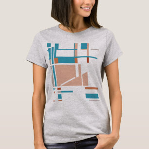 Korallen-Aqua-Orange geometrisches abstraktes MCM- T-Shirt