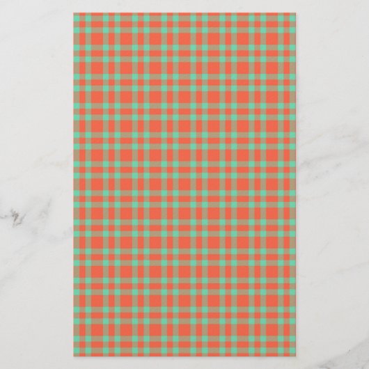 Korallen-Aquamarin-Karomuster Briefpapier (Vorderseite)
