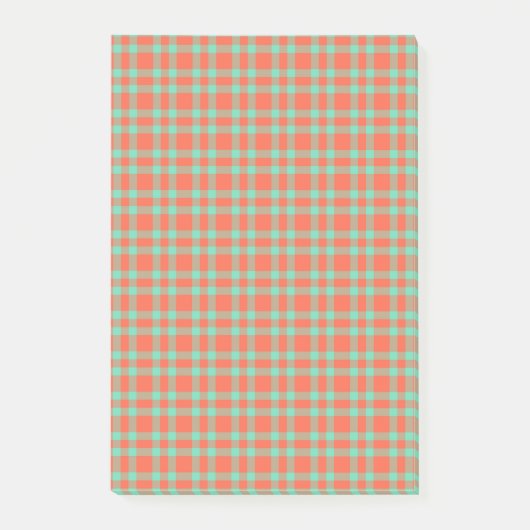 Korallen-Aquamarin-Karomuster Post-it Klebezettel (Vorderseite)