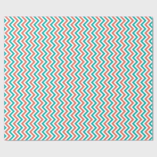 Korallen, Aquamarin, weiße große Zickzack ZigZag M Geschenkpapier (Flach)