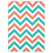 Korallen, Aquamarin, weiße große Zickzack ZigZag M Klemmbrett (Rückseite)