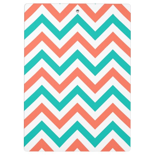 Korallen, Aquamarin, weiße große Zickzack ZigZag M Klemmbrett (Rückseite)