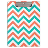 Korallen, Aquamarin, weiße große Zickzack ZigZag M Klemmbrett (Vorderseite)