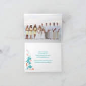 Korallen, Aquamarin, Weiße Hochzeit in Urlaubsort Dankeskarte (Innenseite)