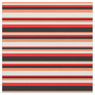 Korallen, Beige, Rot- und Schwarz-Linde-Muster Stoff