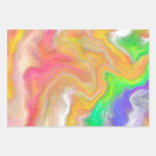 Korallen, Blau, Grün, Rosa Abstrakte Flüssigkeiten Geschenkpapier Set (Vorderseite)