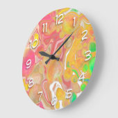 Korallen, Blau, Grün, Rosa Abstrakte Flüssigkeiten Große Wanduhr (Winkel)