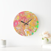 Korallen, Blau, Grün, Rosa Abstrakte Flüssigkeiten Große Wanduhr (Zuhause)