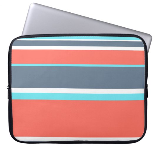 Korallen, blau und grau laptopschutzhülle (Vorderseite)