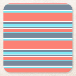 Korallen, blau und grau rechteckiger pappuntersetzer