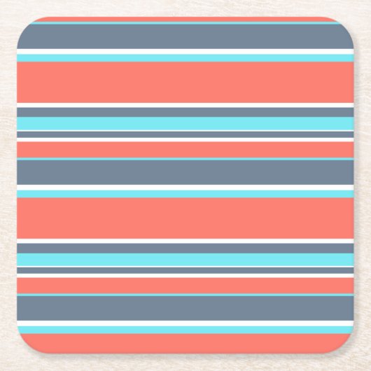 Korallen, blau und grau rechteckiger pappuntersetzer (Vorderseite)