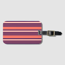 Korallen, blau und weiß fünf Streifen Muster Gepäckanhänger