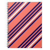 Korallen, blau und weiß fünf Streifen Muster Notizblock (Vorderseite)