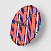 Korallen, blau und weiß fünf Streifen Muster Runde Wanduhr (Winkel)