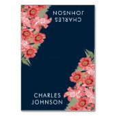 Korallen-Blume auf Navy Blue Wedding | PLATZKARTEN Tischnummer (Vorderseite)