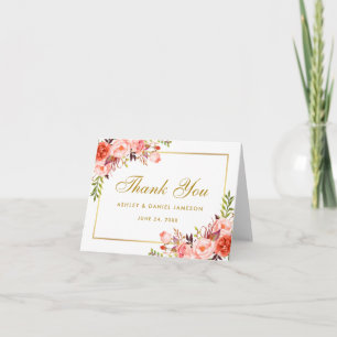 Korallen-Blumen-Goldene-Hochzeit-Dankeskarte Dankeskarte
