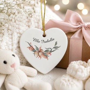 Korallen-Blumenkranz personalisiert mit Namen Keramik Ornament