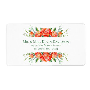 Korallen-Blumenrosen-Hochzeit-Adresse-Etiketten