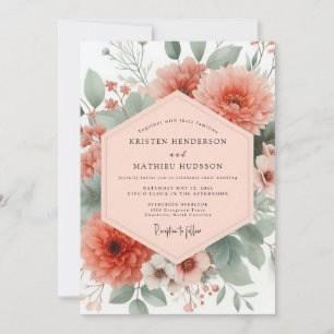 Korallen Botanische Blütenhochzeit Einladung