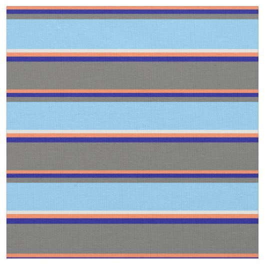 Korallen, Dunkelblau, Dim Gray, Light Sky Blue und Stoff (Nahaufnahme)