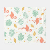 Korallen-Flamingo-Tropen-Blattmuster Fleecedecke (Vorderseite (Horizontal))