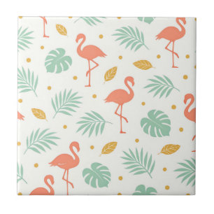 Korallen-Flamingo-Tropen-Blattmuster Fliese
