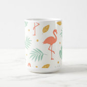 Korallen-Flamingo-Tropen-Blattmuster Kaffeetasse (Mittel)