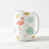Korallen-Flamingo-Tropen-Blattmuster Kaffeetasse (VorderseiteRechts)