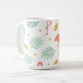 Korallen-Flamingo-Tropen-Blattmuster Kaffeetasse (Vorderseite Links)