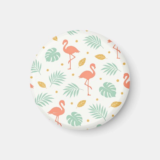Korallen-Flamingo-Tropen-Blattmuster Magnet (Vorne)