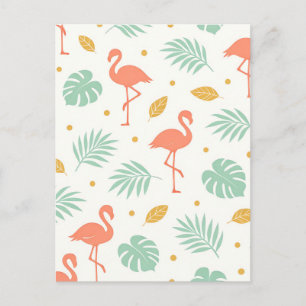 Korallen-Flamingo-Tropen-Blattmuster Postkarte