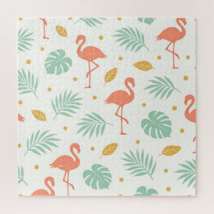 Korallen-Flamingo-Tropen-Blattmuster Puzzle