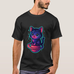 Korallen-Galaxie-Kätzchen auf Planeten-Ring für Ki T-Shirt